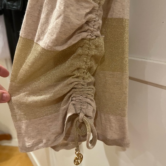 NWOT Luli Fama T-Back Mini Dress Swim Cover Coverup Gold with Stripes XS - Picture 12 of 12